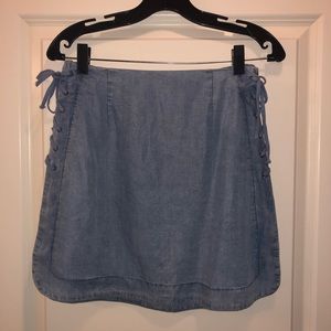 High waisted jean skirt